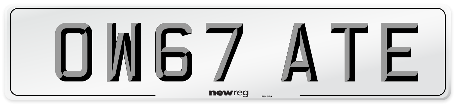 OW67 ATE Number Plate from New Reg